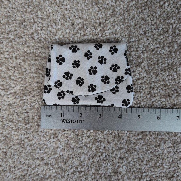 Pocket Wallet Credit Card White Paw Print Polka Dot Small Purse Black White - Picture 5 of 6